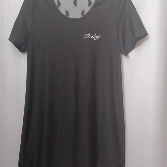 HEART PRINT SHEER BACK PAJAMA SLEEP SHIRT GOWN - Picture 12 of 12